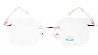 Soigné Female Medium Square Rimless Spectacle Frame.Rose Gold