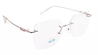 Soigné Female Medium Square Rimless Spectacle Frame.Rose Gold