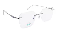 Soigné Unisex Medium Square Rimless Spectacle Frame.Silver Color