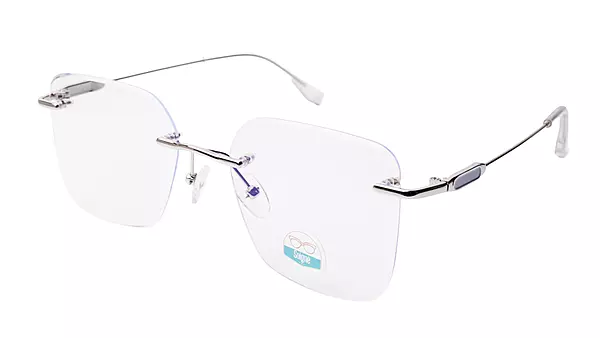 Soigné Unisex Medium Square Rimless Spectacle Frame.Silver Color