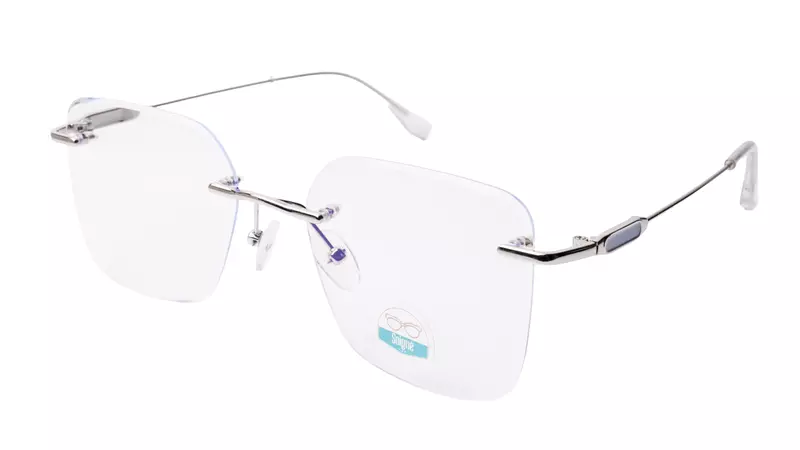Soigné Unisex Medium Square Rimless Spectacle Frame.Silver Color