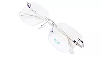Soigné Unisex Medium Square Rimless Spectacle Frame.Silver Color