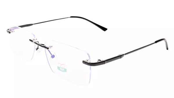 Soigné Unisex Medium Rectangular Rimless Spectacle Frame.Black Color
