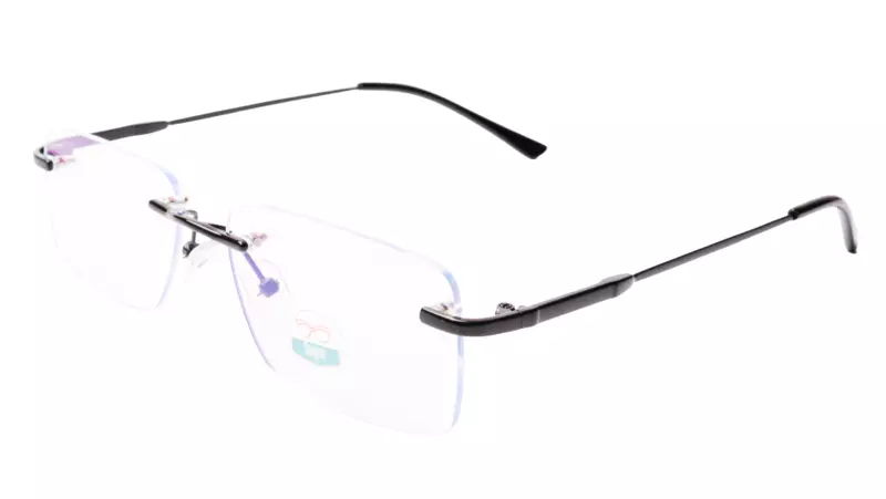 Soigné Unisex Medium Rectangular Rimless Spectacle Frame.Black Color