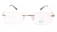 Soigné Unisex Medium Rectangular Rimless Spectacle Frame.Black&Gold