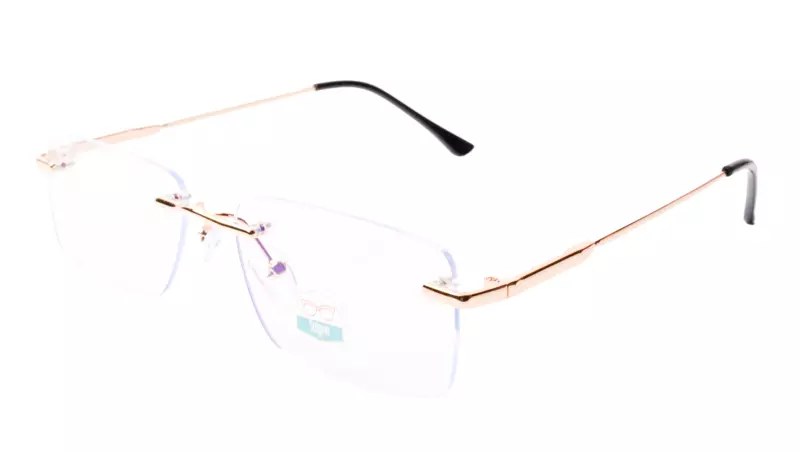 Soigné Unisex Medium Rectangular Rimless Spectacle Frame.Black&Gold