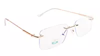 Soigné Unisex Medium Rectangular Rimless Spectacle Frame.Gold&Clear