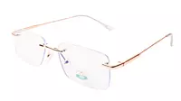 Soigné Unisex Medium Rectangular Rimless Spectacle Frame.Gold&Clear