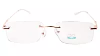 Soigné Unisex Medium Rectangular Rimless Spectacle Frame.Rose Gold