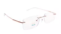 Soigné Unisex Medium Rectangular Rimless Spectacle Frame.Rose Gold