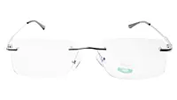 Soigné Unisex Medium Rectangular Rimless Spectacle Frame.Black&Silver