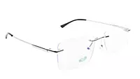 Soigné Unisex Medium Rectangular Rimless Spectacle Frame.Black&Silver