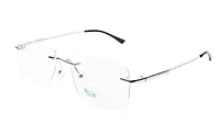 Soigné Unisex Medium Rectangular Rimless Spectacle Frame.Black&Silver