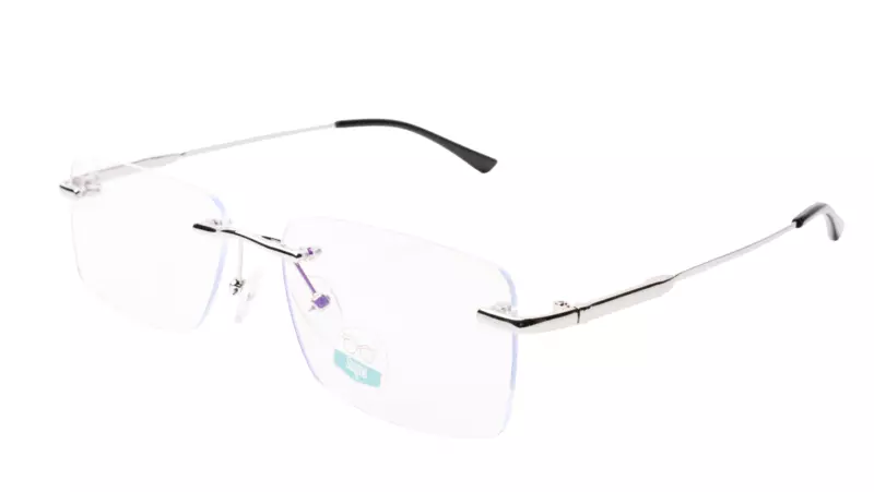 Soigné Unisex Medium Rectangular Rimless Spectacle Frame.Black&Silver