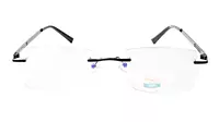 Soigné Unisex Medium Rimless Rectangular Spectacle Frame.Black