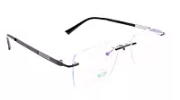 Soigné Unisex Medium Rimless Rectangular Spectacle Frame.Black