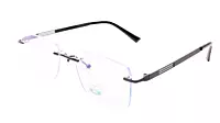 Soigné Unisex Medium Rimless Rectangular Spectacle Frame.Black