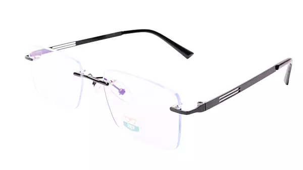 Soigné Unisex Medium Rimless Rectangular Spectacle Frame.Black