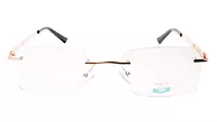 Soigné Unisex Medium Rimless Rectangular Spectacle Frame.Black&Gold