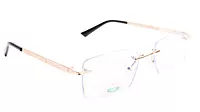Soigné Unisex Medium Rimless Rectangular Spectacle Frame.Black&Gold