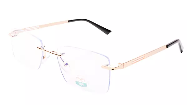 Soigné Unisex Medium Rimless Rectangular Spectacle Frame.Black&Gold