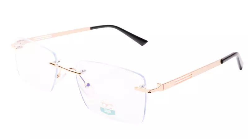 Soigné Unisex Medium Rimless Rectangular Spectacle Frame.Black&Gold
