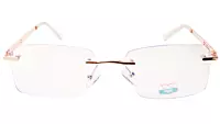 Soigné Unisex Medium Rimless Rectangular Spectacle Frame.Gold&Clear