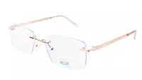 Soigné Unisex Medium Rimless Rectangular Spectacle Frame.Gold&Clear