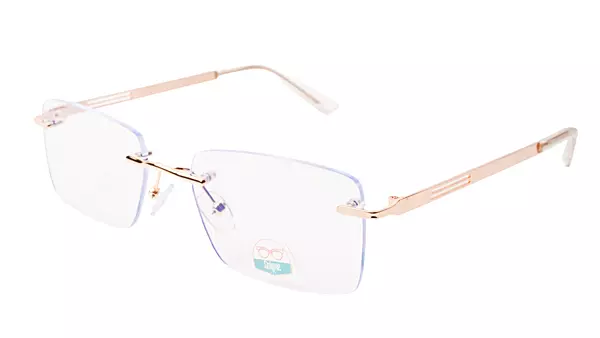 Soigné Unisex Medium Rimless Rectangular Spectacle Frame.Gold&Clear