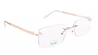 Soigné Unisex Medium Rimless Rectangular Spectacle Frame.Gold&Clear