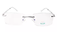 Soigné Unisex Medium Rimless Rectangular Spectacle Frame.Silver