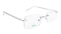 Soigné Unisex Medium Rimless Rectangular Spectacle Frame.Silver