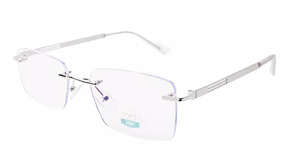 Soigné Unisex Medium Rimless Rectangular Spectacle Frame.Silver