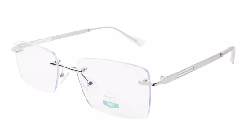 Soigné Unisex Medium Rimless Rectangular Spectacle Frame.Silver