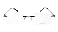 Soigné Unisex Medium Rimless Rectangular Spectacle Frame.Gray
