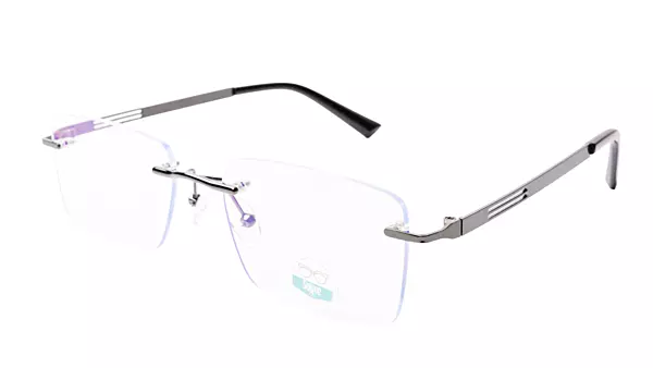Soigné Unisex Medium Rimless Rectangular Spectacle Frame.Gray