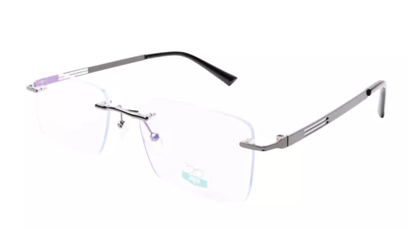 Soigné Unisex Medium Rimless Rectangular Spectacle Frame.Gray