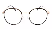 Soigné Unisex Medium Round Spectacle Frame.Gold&Black Color