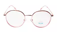 Soigné Female Round Medium Spectacle Frame.Rose Gold&Clear Pink