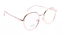 Soigné Female Round Medium Spectacle Frame.Rose Gold&Clear Pink