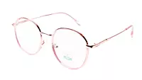 Soigné Female Round Medium Spectacle Frame.Rose Gold&Clear Pink
