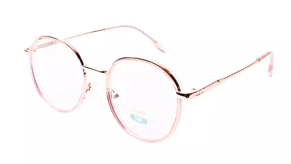 Soigné Female Round Medium Spectacle Frame.Rose Gold&Clear Pink