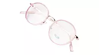 Soigné Female Round Medium Spectacle Frame.Rose Gold&Clear Pink