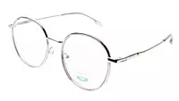 Soigné Unisex Medium Round Spectacle Frame.Silver&Clear Gray
