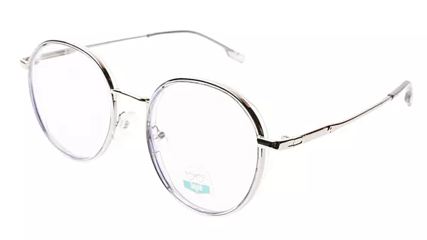 Soigné Unisex Medium Round Spectacle Frame.Silver&Clear Gray