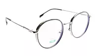 Soigné Unisex Medium Round Spectacle Frame.Black&Silver Color