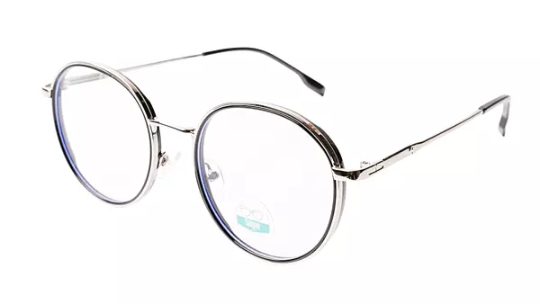 Soigné Unisex Medium Round Spectacle Frame.Black&Silver Color
