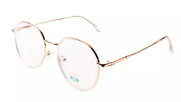 Soigné Unisex Medium Round Spectacle Frame.Gold&Transparent