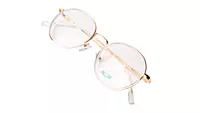 Soigné Unisex Medium Round Spectacle Frame.Gold&Transparent