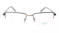 Soigné Unisex Medium Half Rim Rectangular Spectacle Frame.Black&Gold